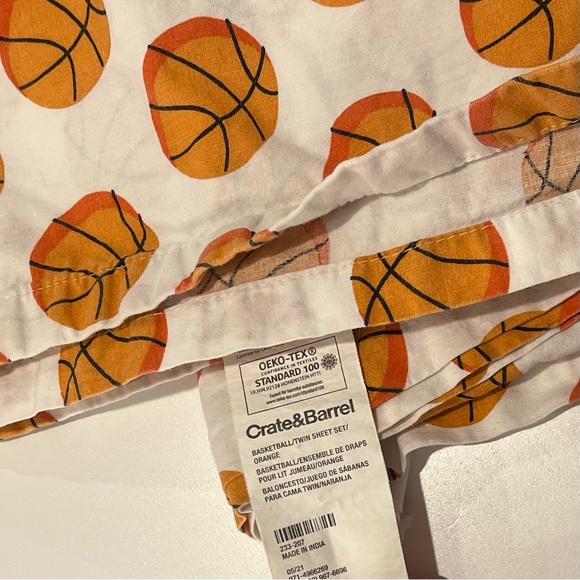 Crate & Barrel Kids Basketball Twin Flat Sheet - Picture 3 of 3
